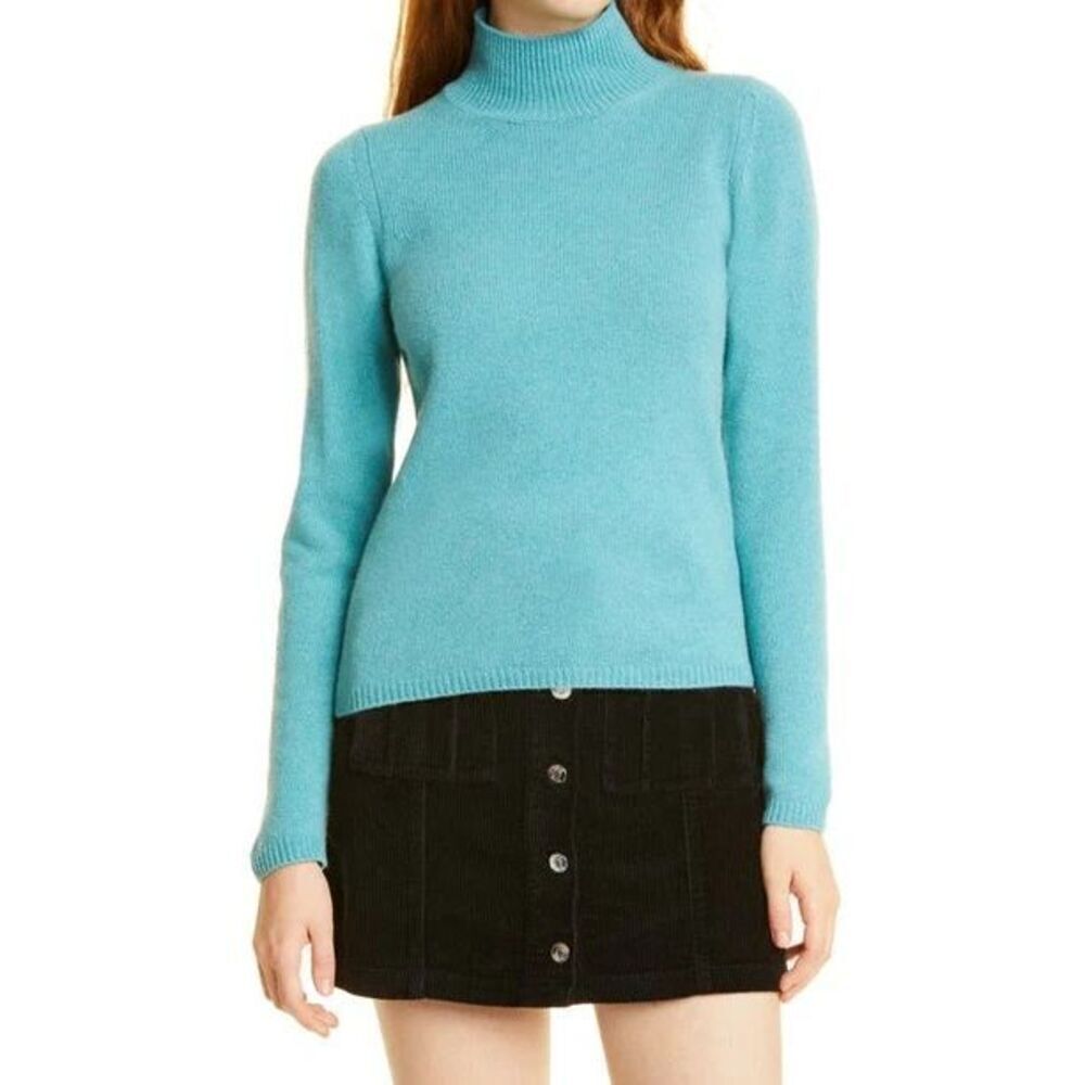 New Ba&sh Wool Blend Sweater Fred Teal Blue Preppy Classic Turtleneck Pullover L